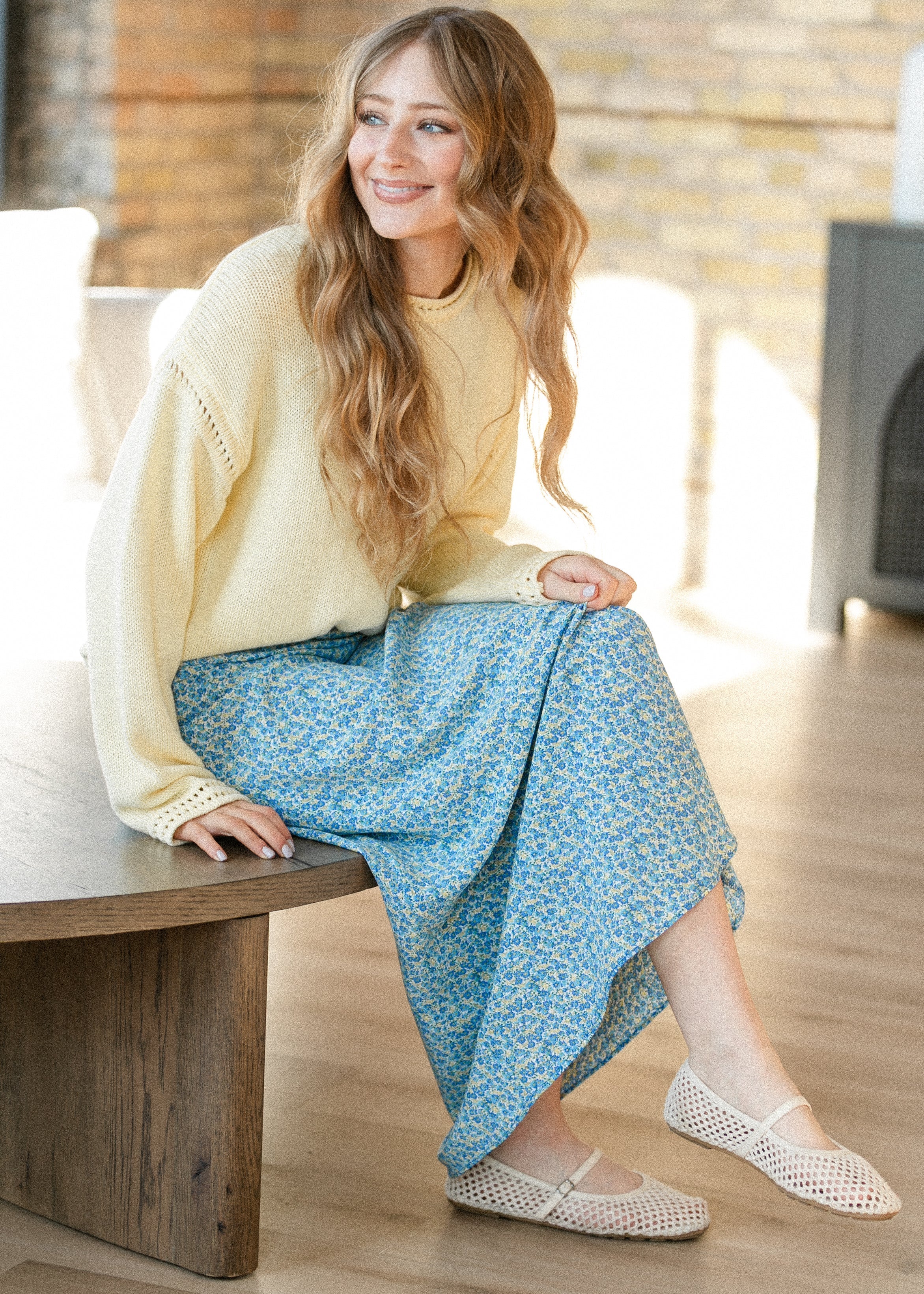 Things Between® Kira Blue Floral Maxi Skirt