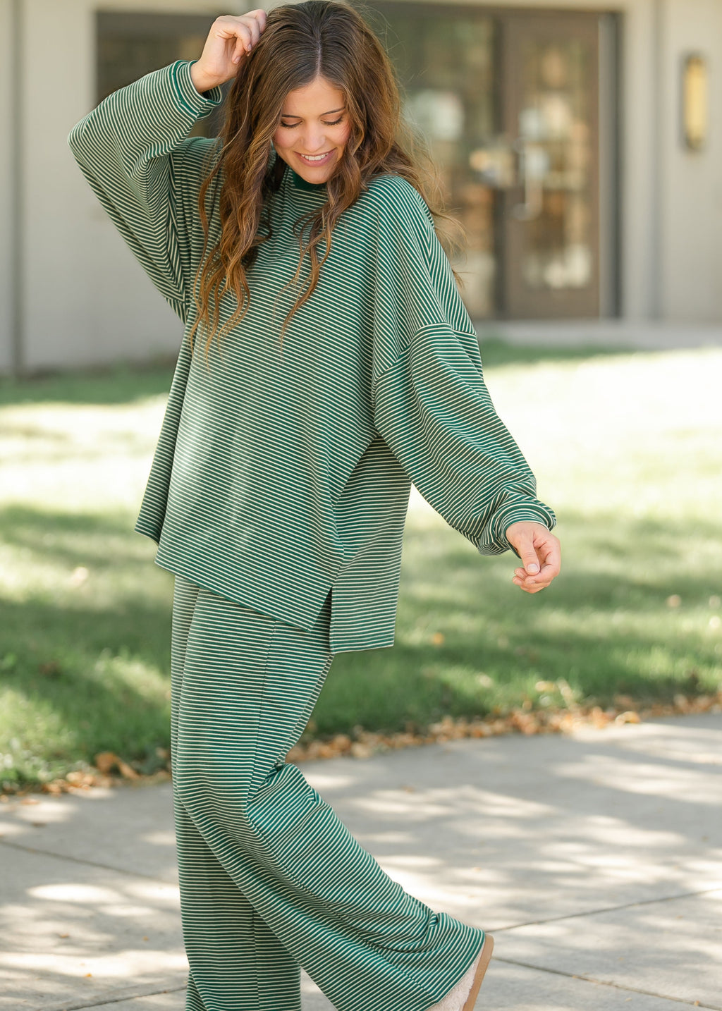 Things Between® Levi Green Striped Top