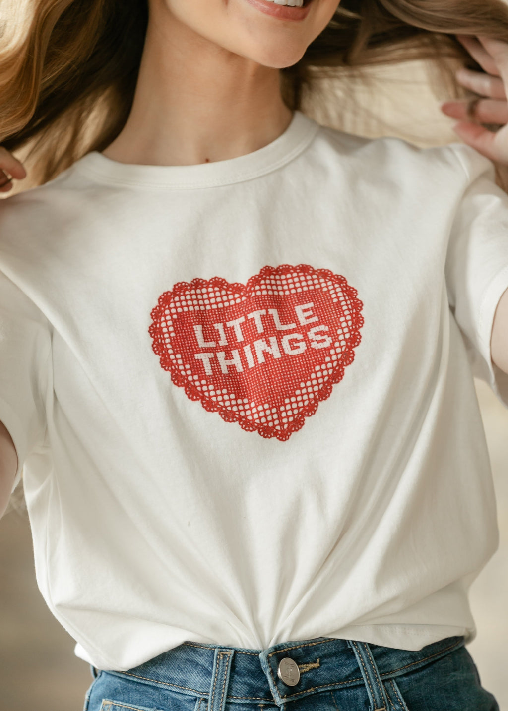 Things Between® Crochet Lace Heart Graphic T-Shirt